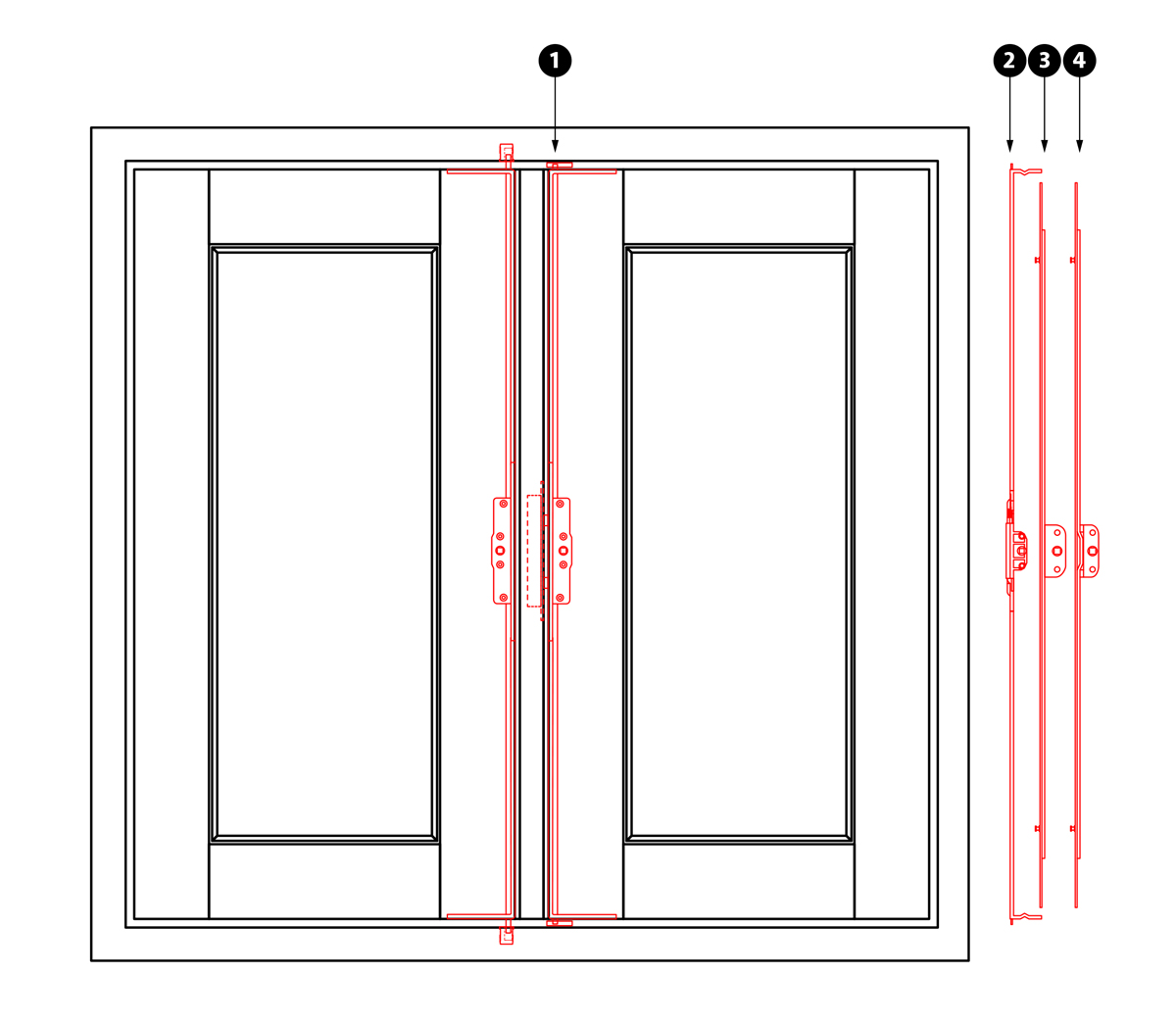 French window with flying mullion drawing