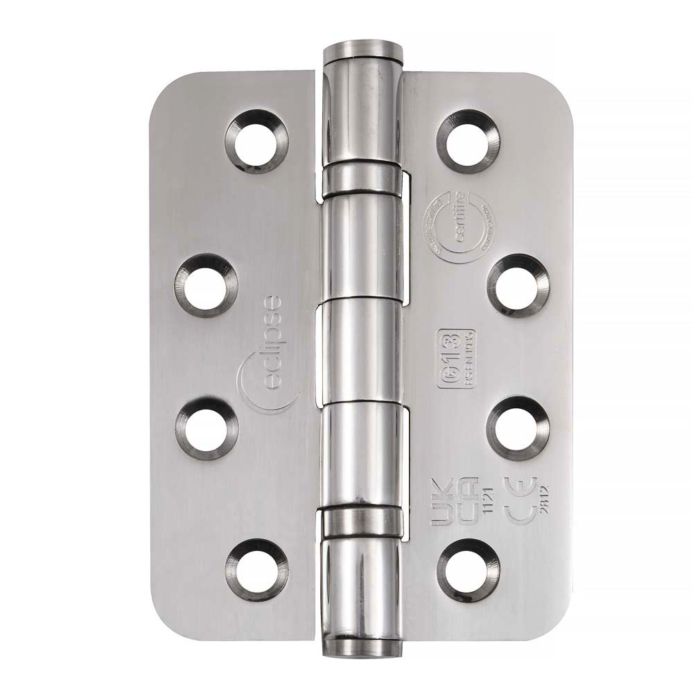 Eclipse 4 Inch (102mm) Ball Bearing Hinge Grade 13 Radius Ends - Polished Stainless Steel (Sold in Pairs)