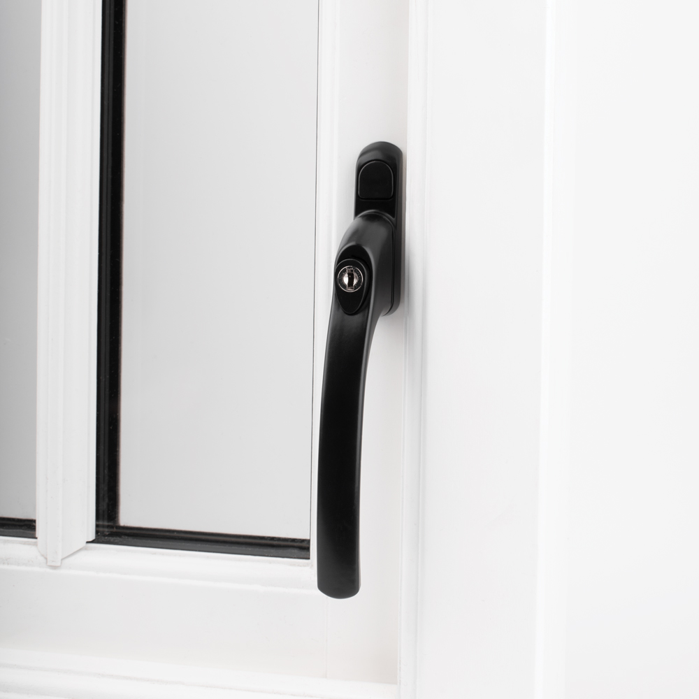 Inline PVC or Timber Espag Window Handle - Black (Non Handed)