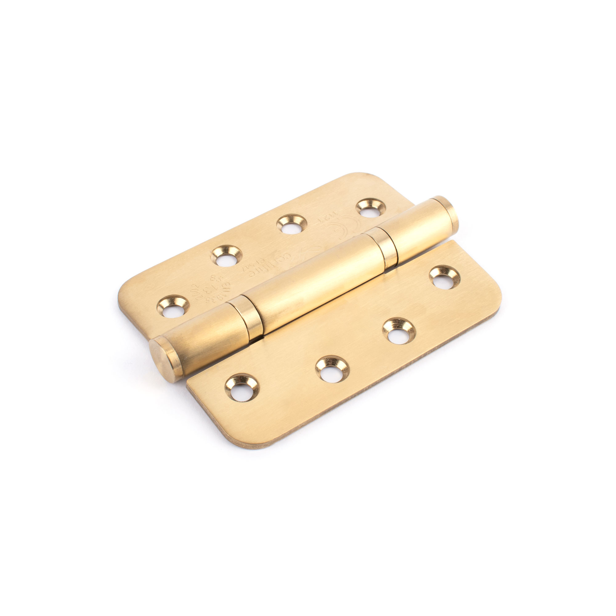 Sox Atom 4 Inch Stainless Steel Hinges Radius Edge (3 Pack) - Satin Brass