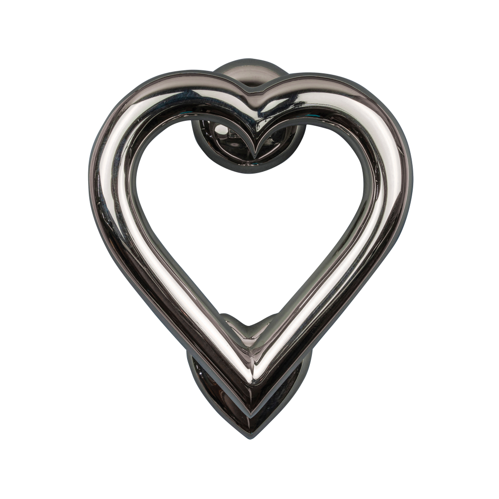 Brass Heart Door Knocker - Nickel