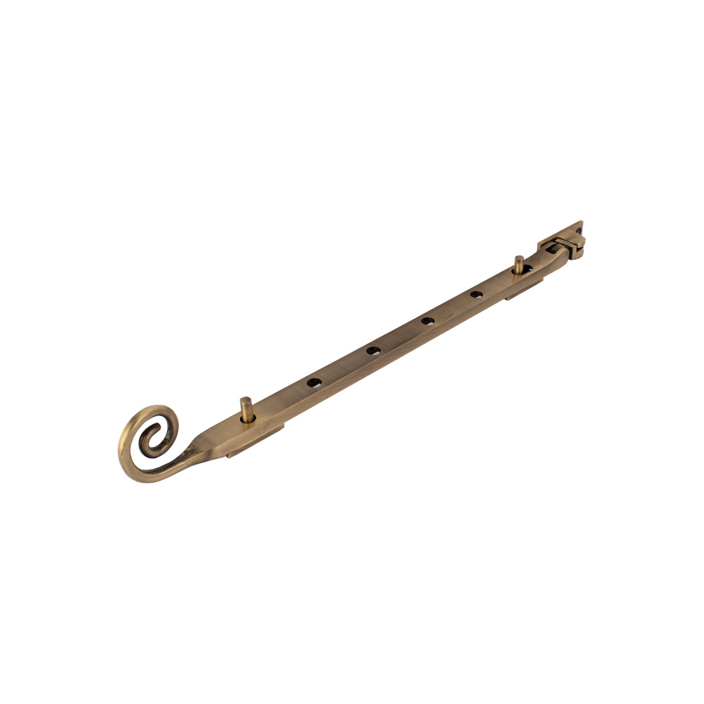 Dart Monkey Tail Brass Window Stay 12" (300mm) - Antique Brass