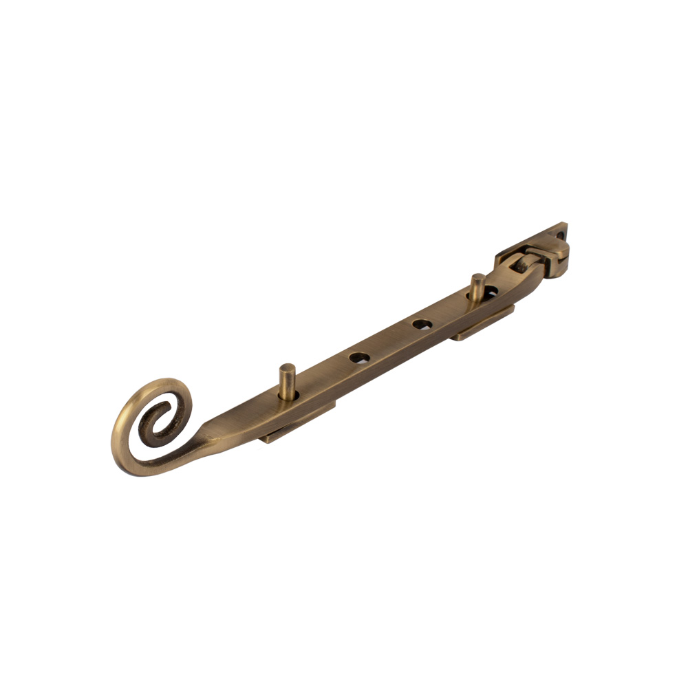 Dart Monkey Tail Brass Window Stay 8" (200mm) - Antique Brass