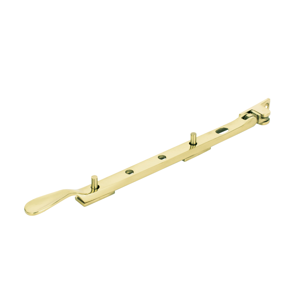 Dart Light Victorian Spoon Brass Window Stay 10" (250mm) - Polished Brass