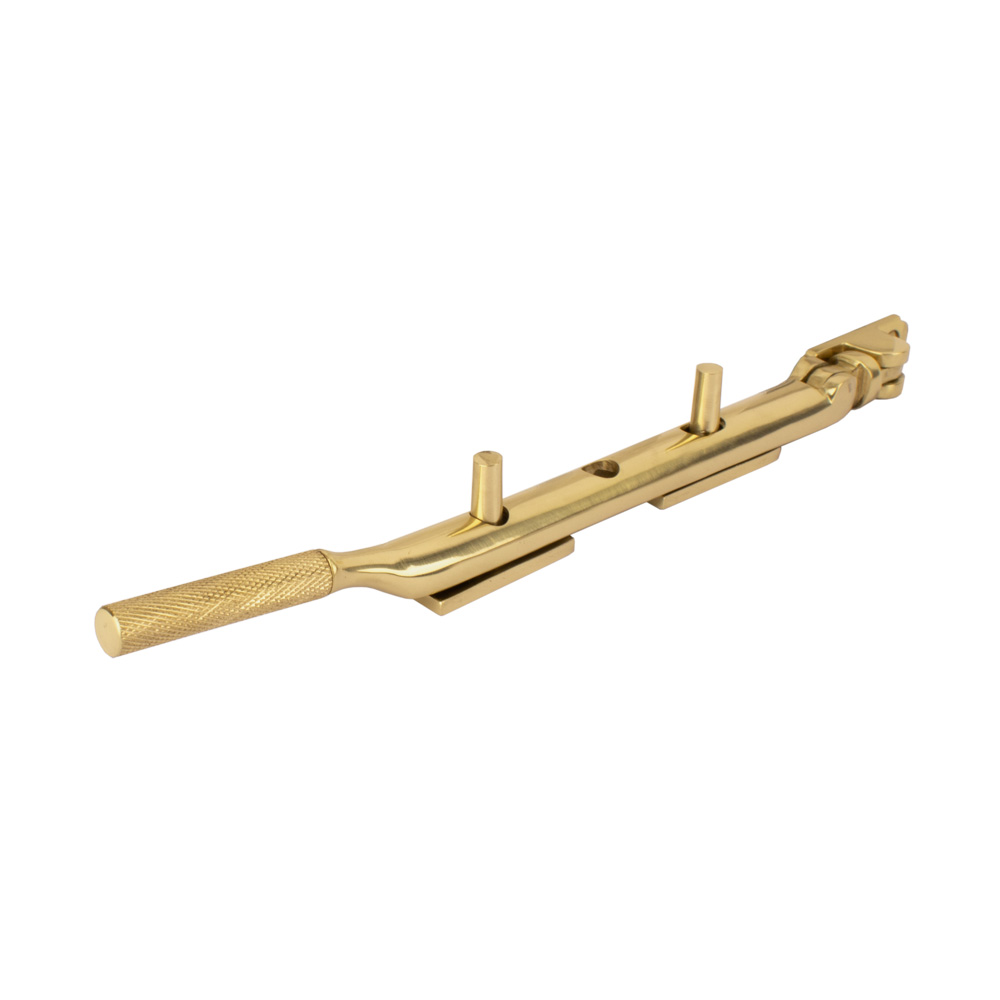 Dart Knurled Window Casement Stay - 200mm - Polished Brass