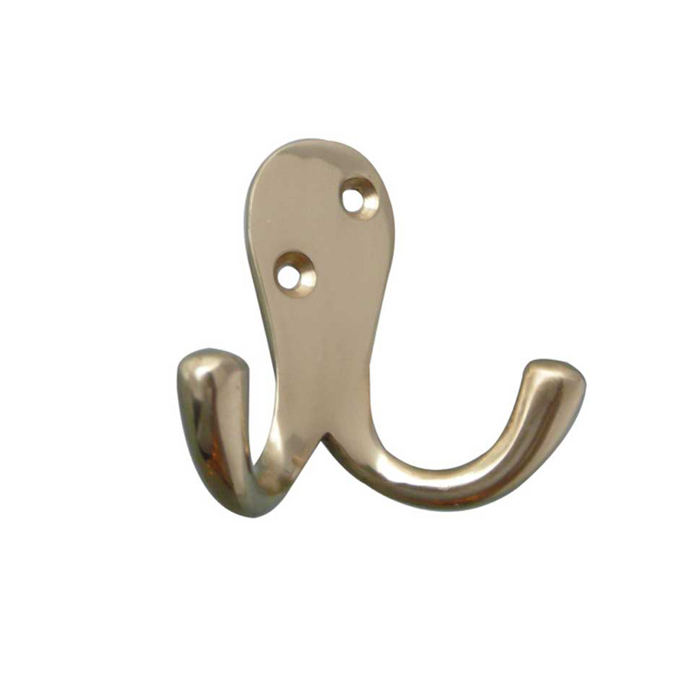 Dart Double Robe Hook (53mm) - Polished Brass