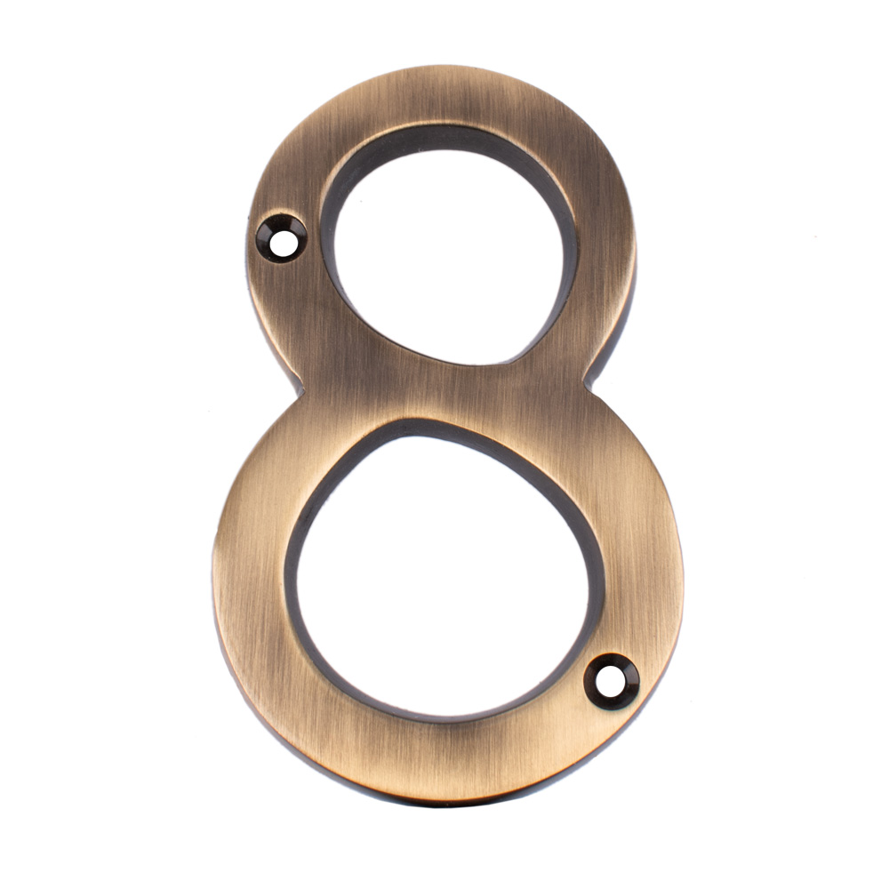 Dart Number 8 Door Numeral - Antique Brass