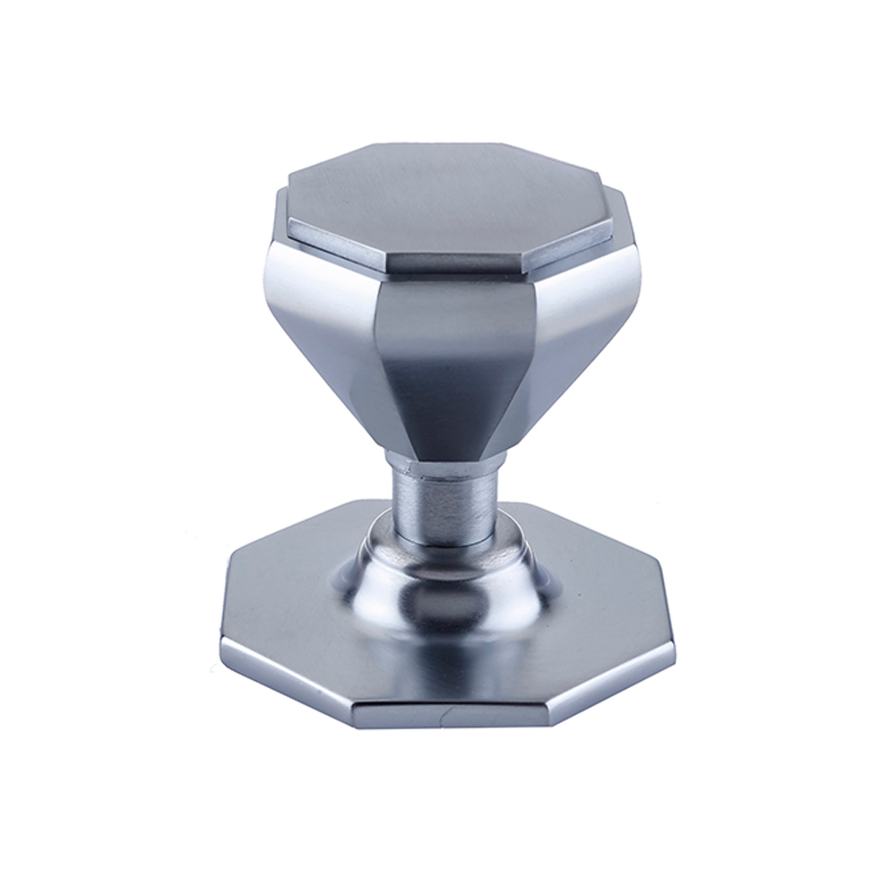 Dart Octagonal Centre Door Knob (70mm) - Satin Chrome