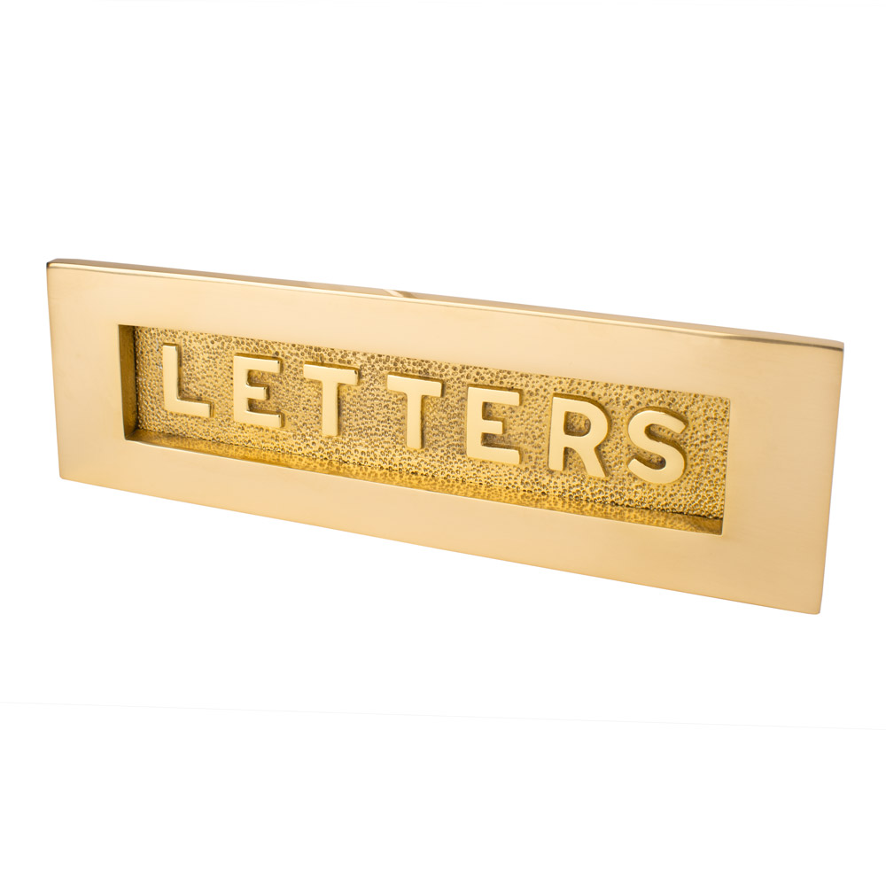 Dart Letter Plate with "LETTER" on flap (10 x 3 Inch) - Polished Brass