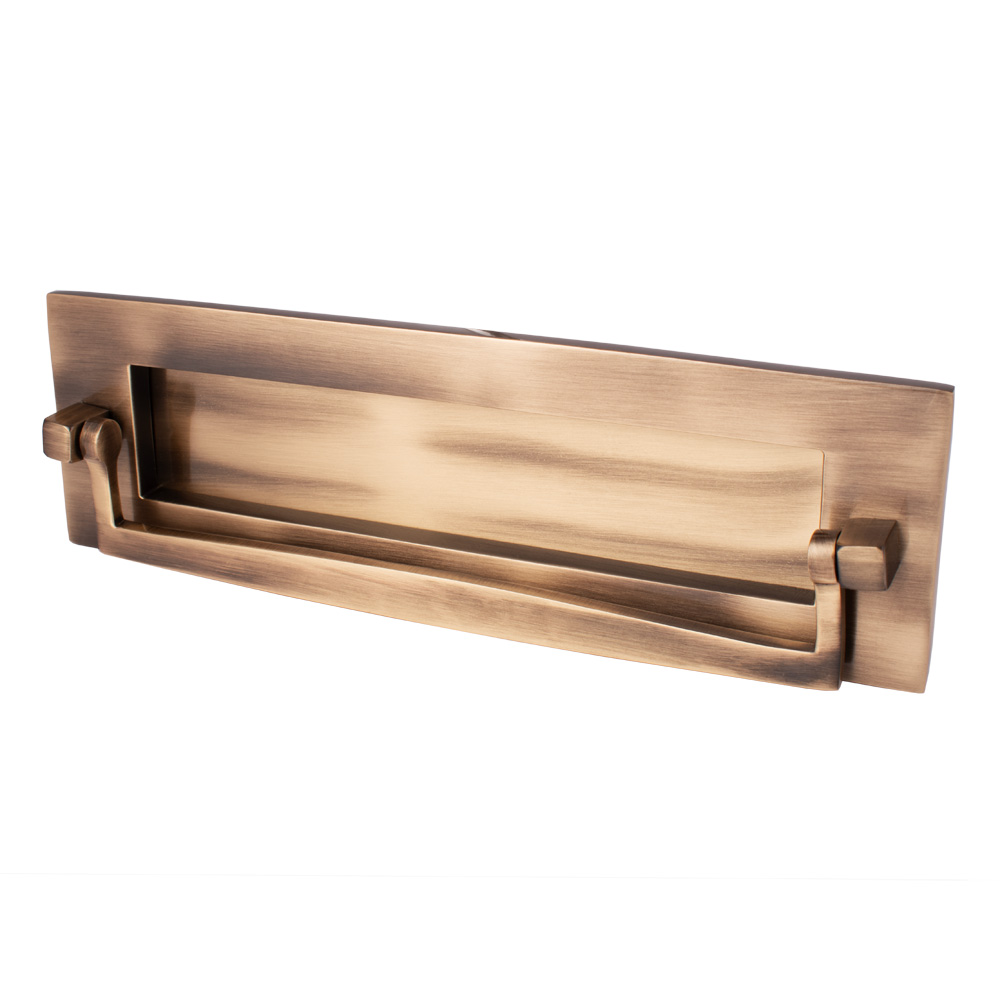 Dart Plain Postal Knocker Letter Plate (12 x 4 Inch) - Antique Brass