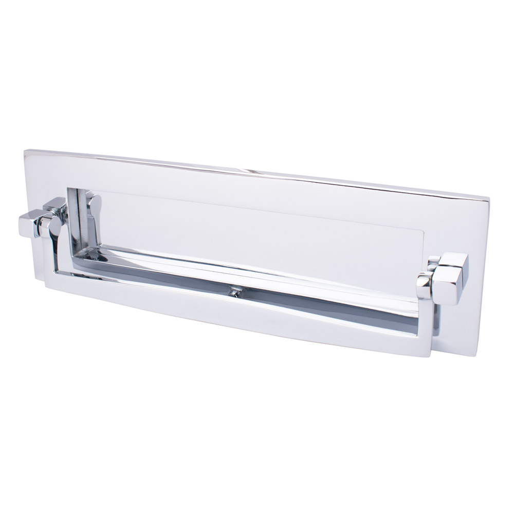 Dart Plain Postal Knocker Letter Plate (12 x 4 Inch) - Polished Chrome