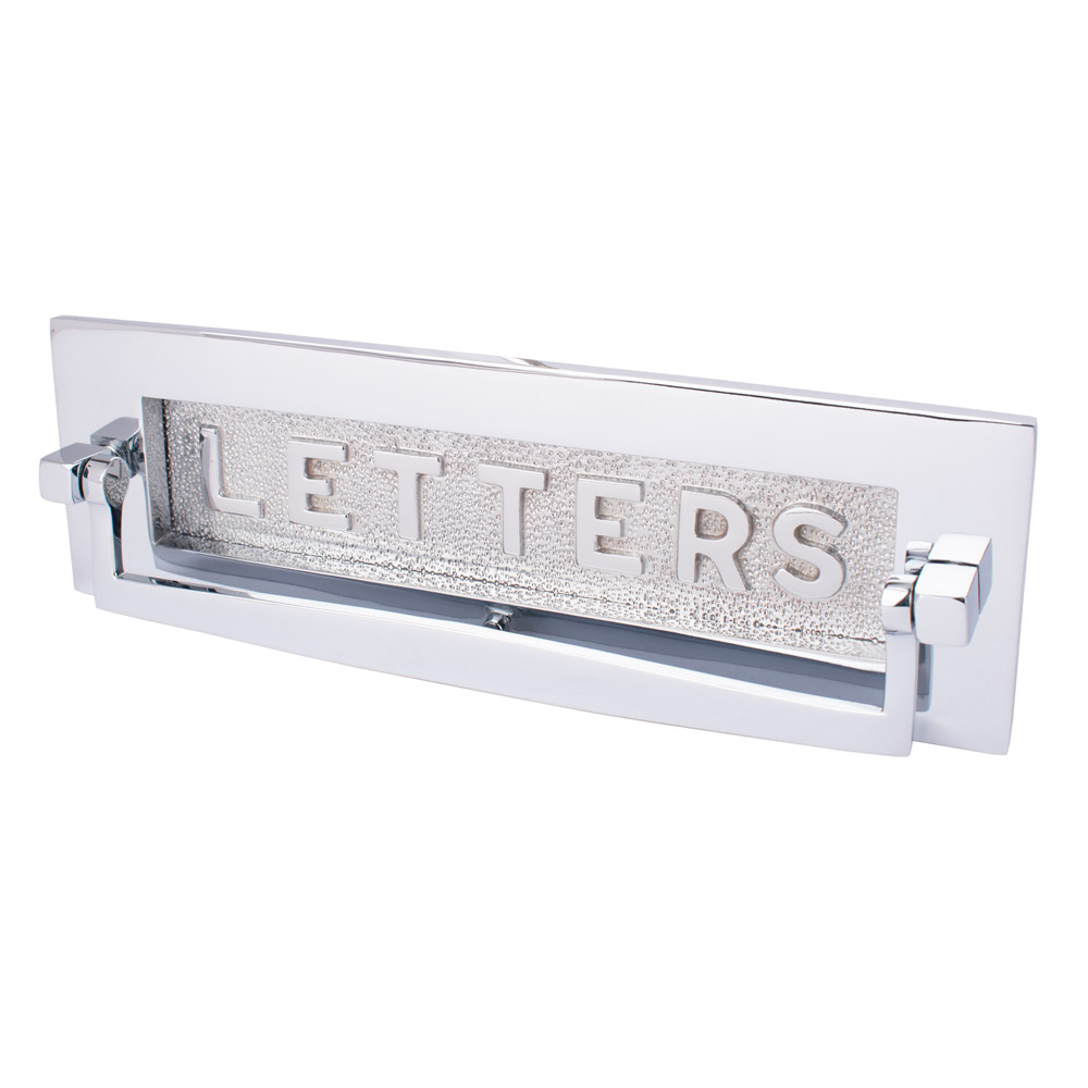 Dart Postal Knocker with "LETTER" on flap (10 x 3 Inch) - Polished Chrome