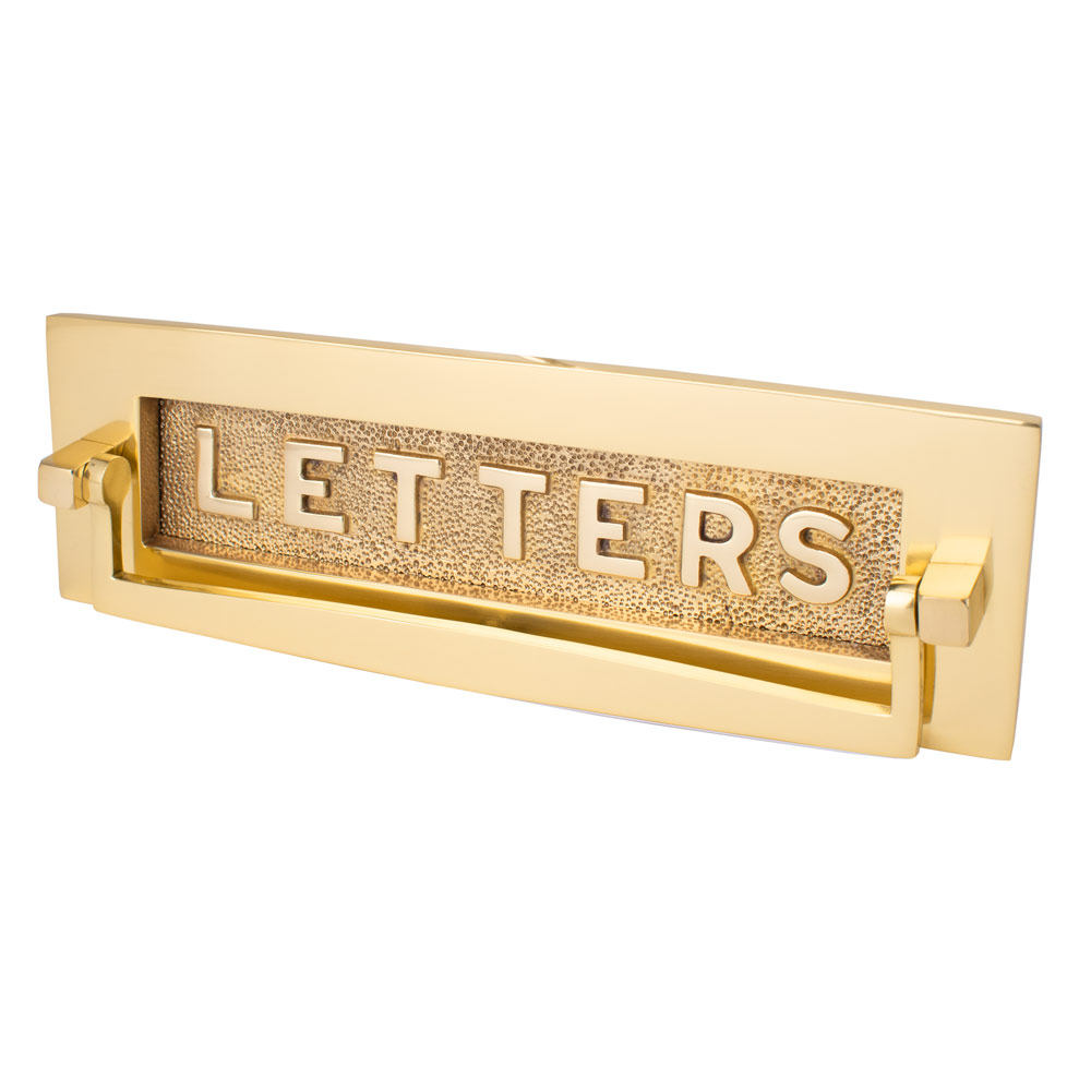 Dart Postal Knocker with "LETTER" on flap (10 x 3 Inch) - Polished Brass