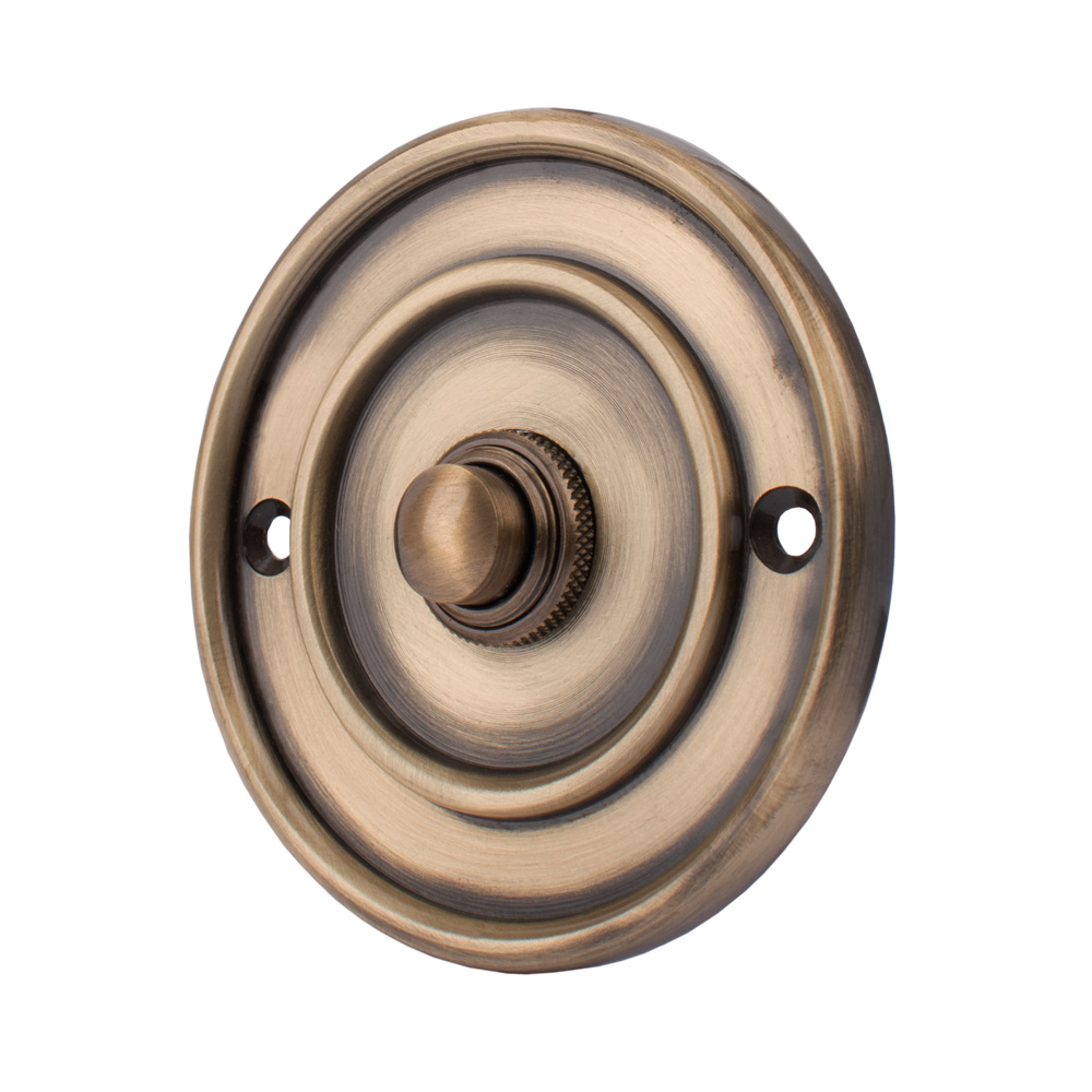 Dart Round Bell Push (76mm) - Antique Brass