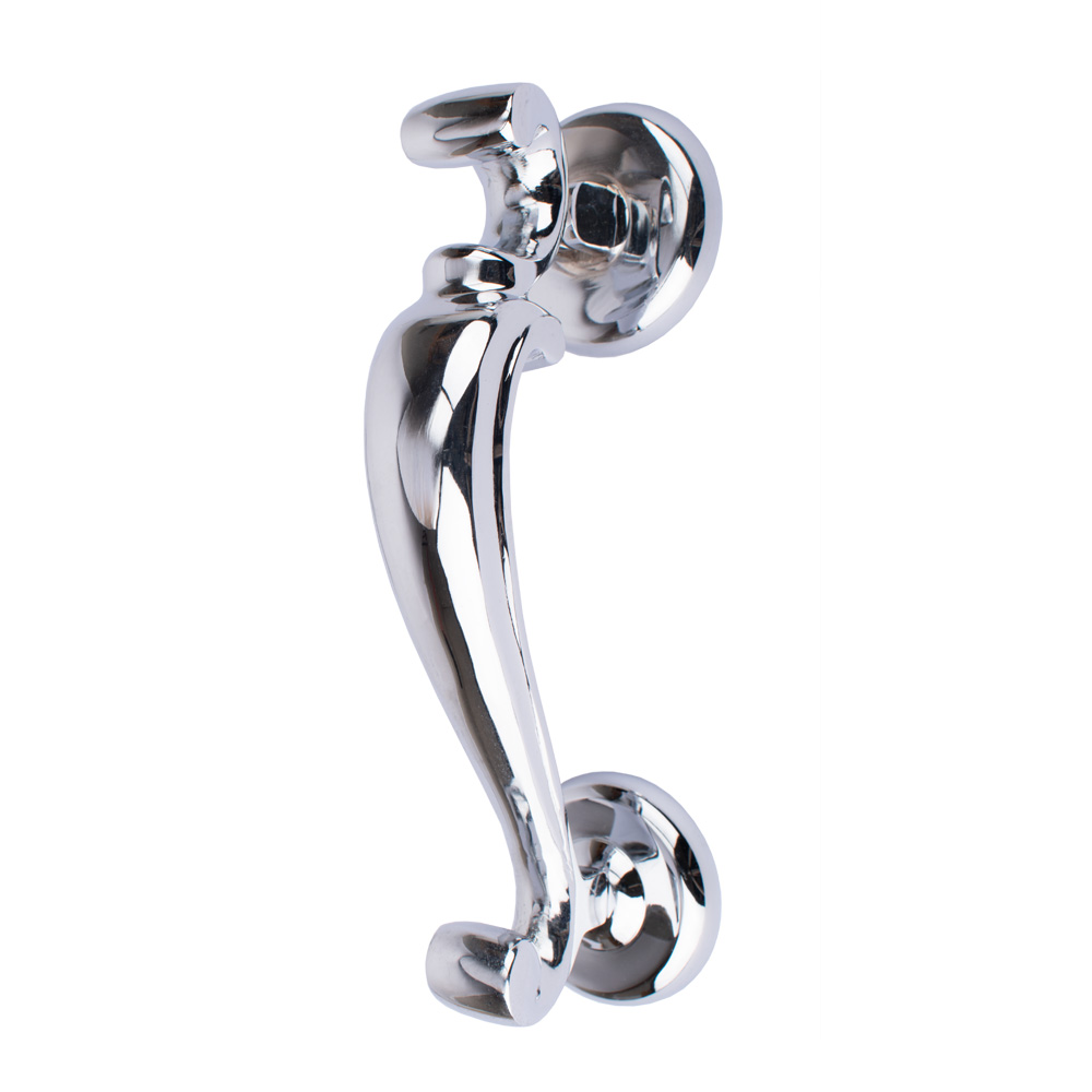 Dart Heavy Cast Brass Slim Doctor Door Knocker 180mm x 32mm - Polished Chrome
