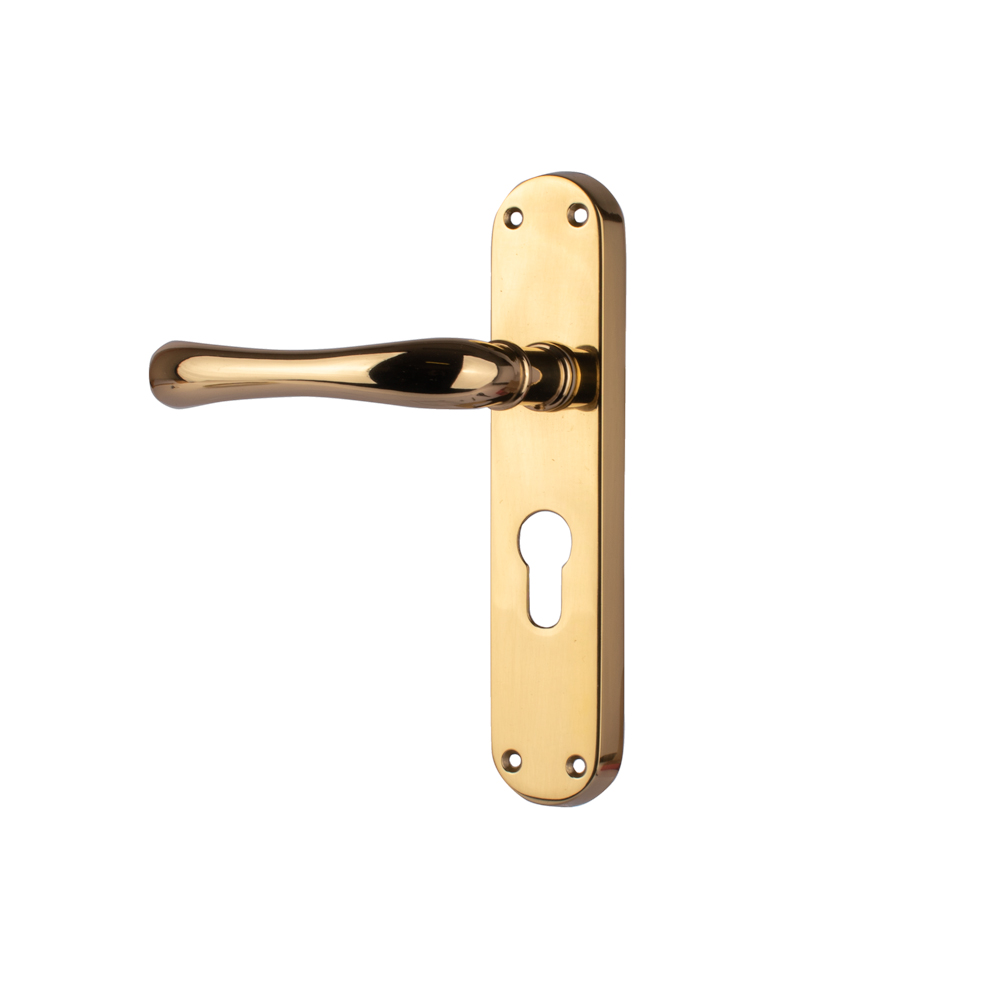 Ibra Lever Euro Lock Handle - Polished Brass