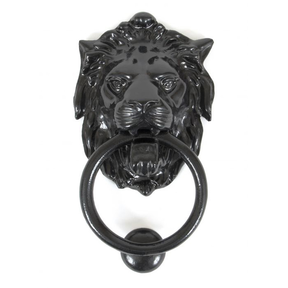 From the Anvil Lion Head Door Knocker - Black