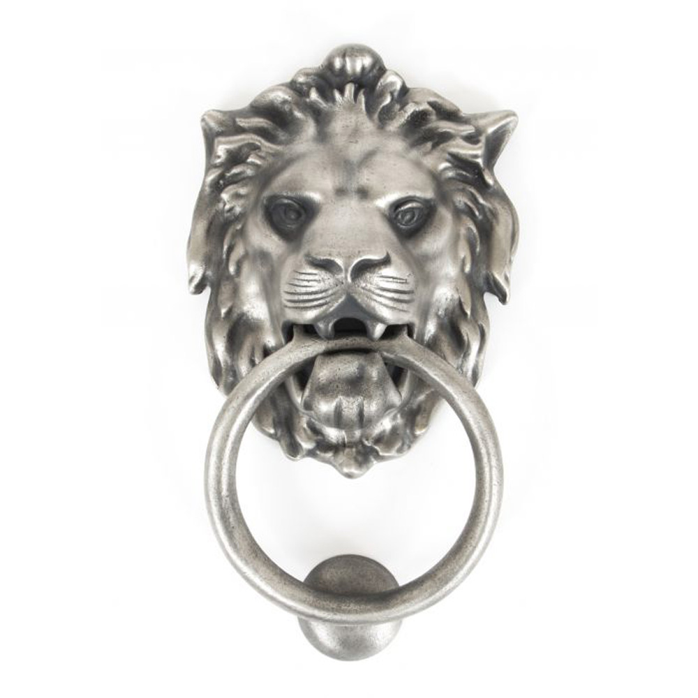 From the Anvil Lion Head Door Knocker - Antique Pewter