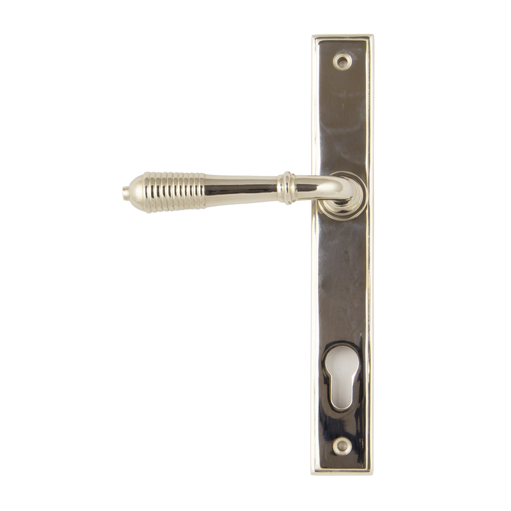 From the Anvil Reeded Slimline Lever Espag. Lock Set - Polished Nickel - (Sold in Pairs)