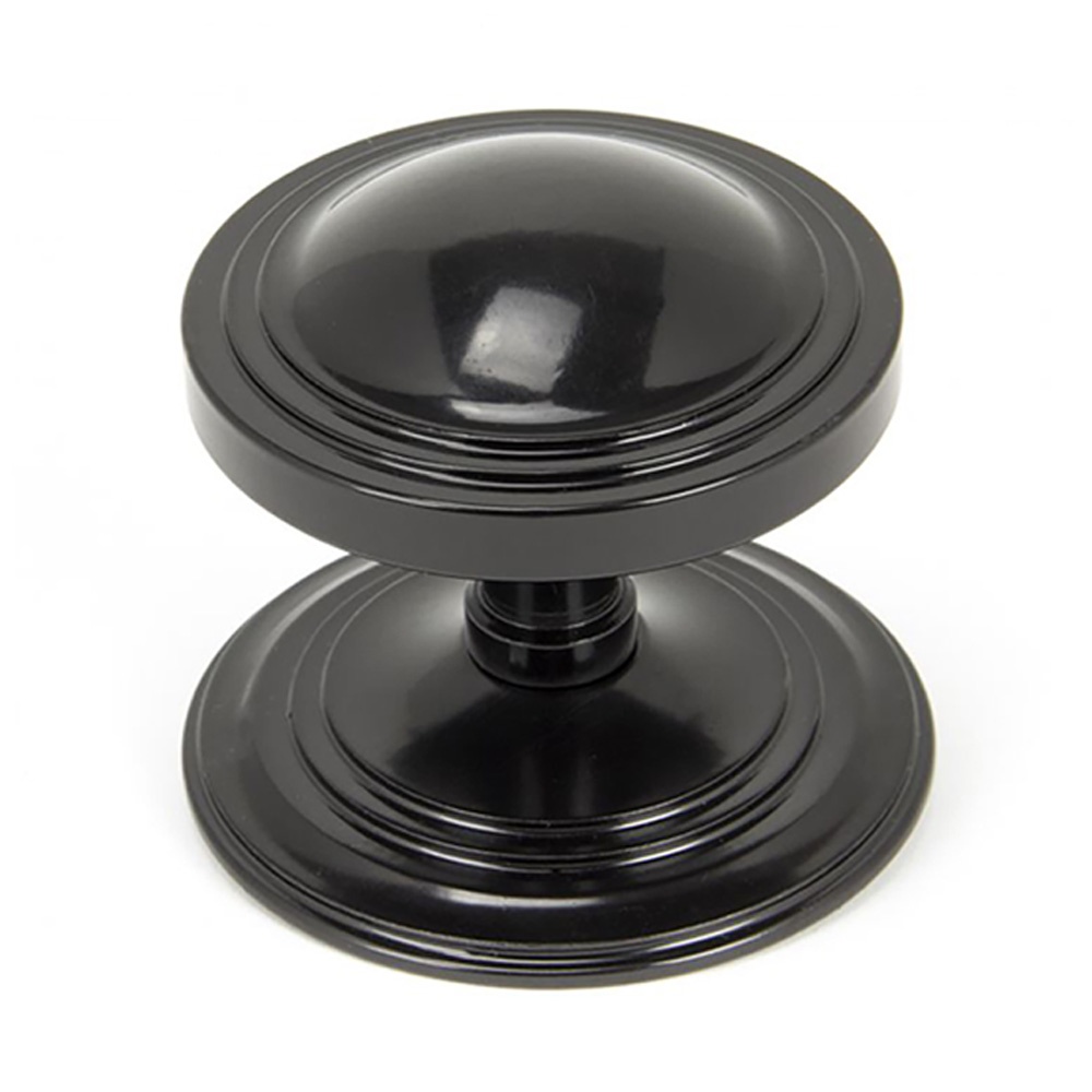 From the Anvil Art Deco Centre Door Knob - Black