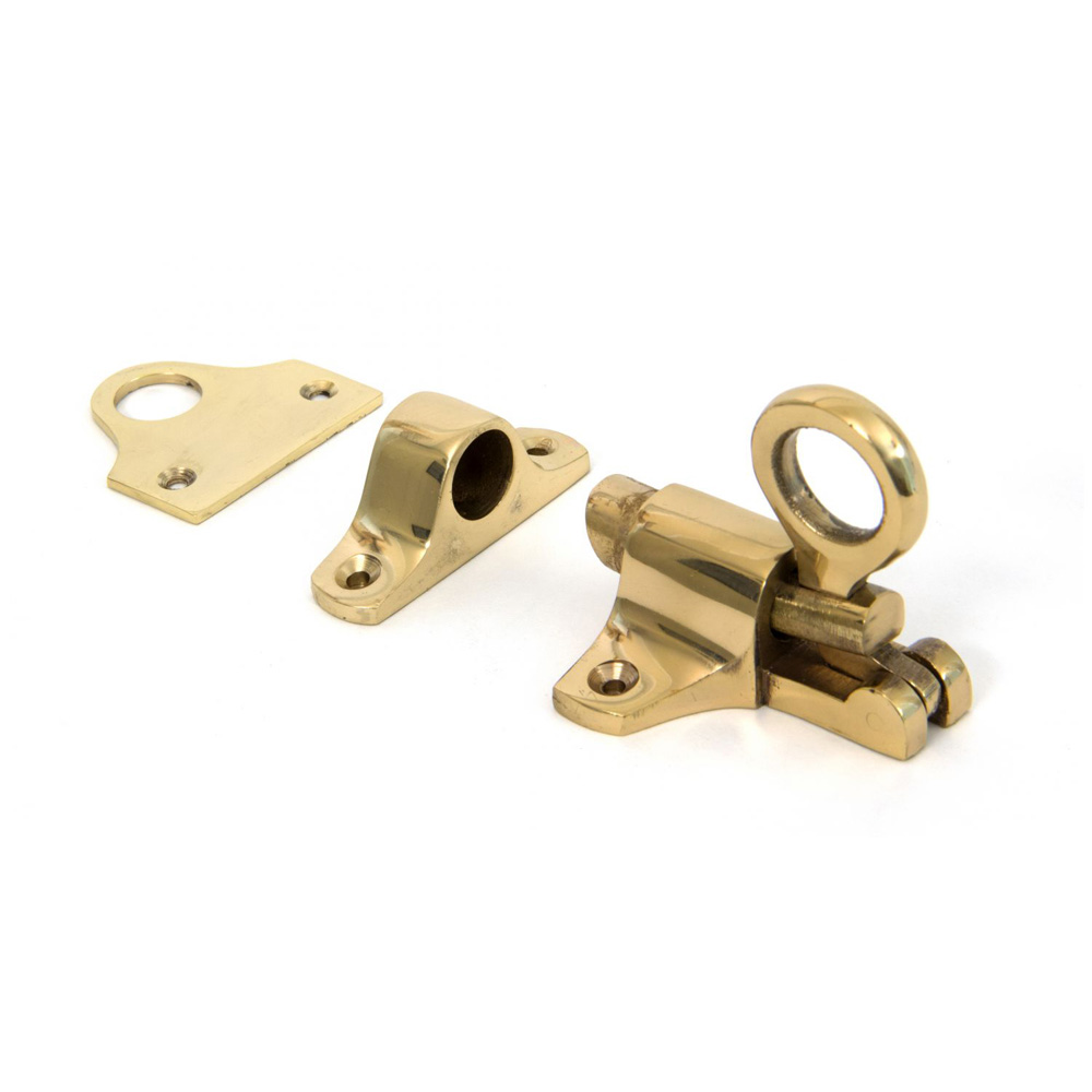 From the Anvil Fanlight Catch with Two Keeps - Lacquered Brass