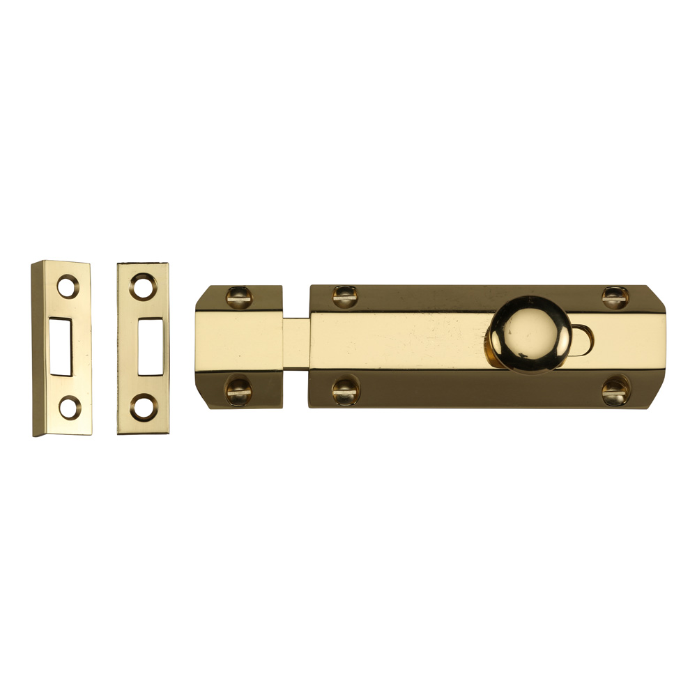 Brass Flat Slide Bolt 4" - Polished Brass