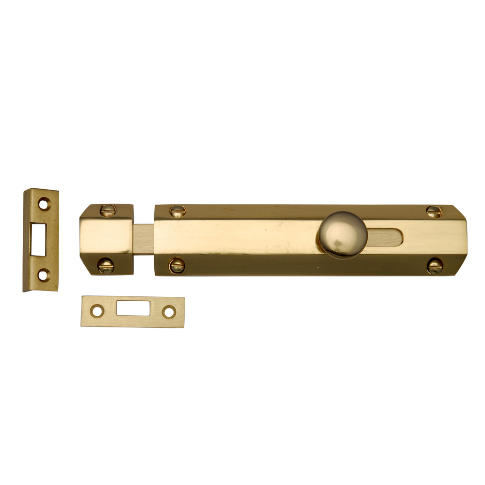 Brass Flat Slide Bolt 6" - Polished Brass