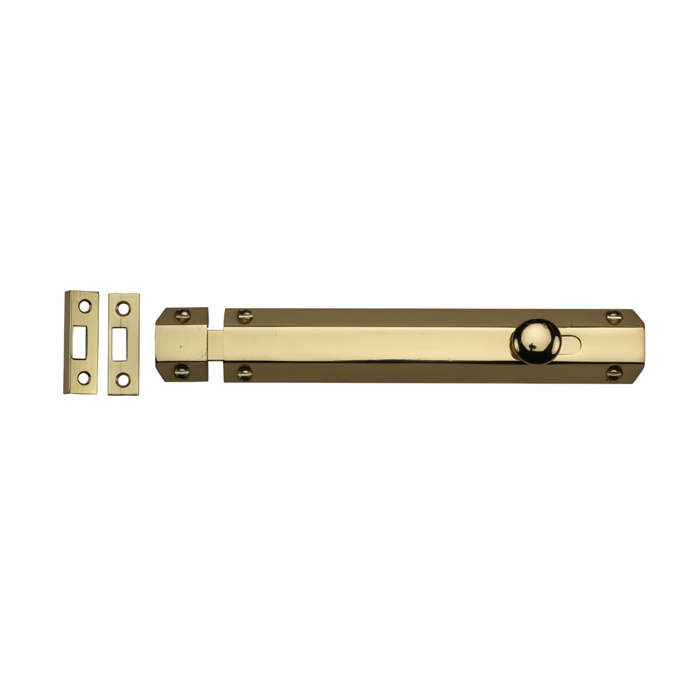 Brass Flat Slide Bolt 8" - Polished Brass