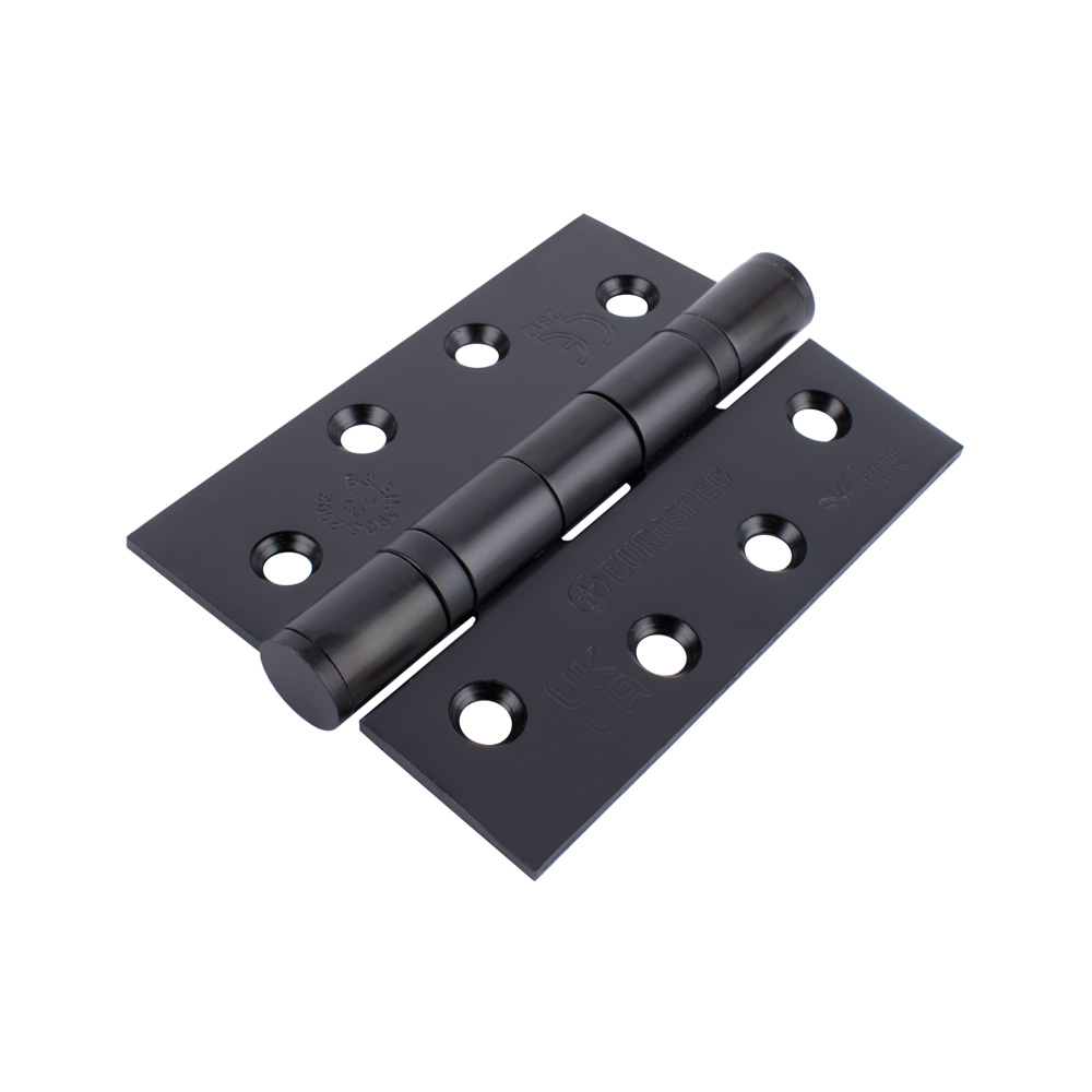 102mm x 76mm x 3mm Ball Bearing Hinge - (Sold in Pairs) - Matt Black