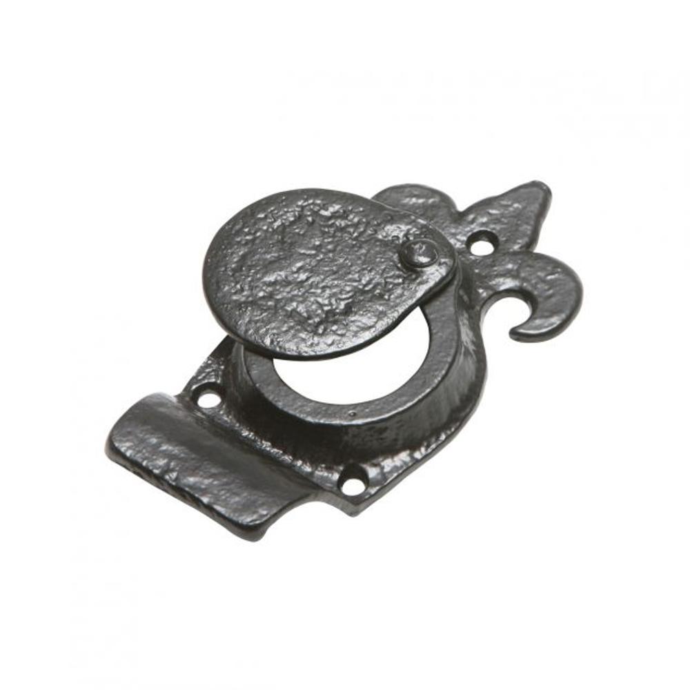 Kirkpatrick 1486 Fleur-De-Lys Rim Cylinder Latch with Cover - Antique Black
