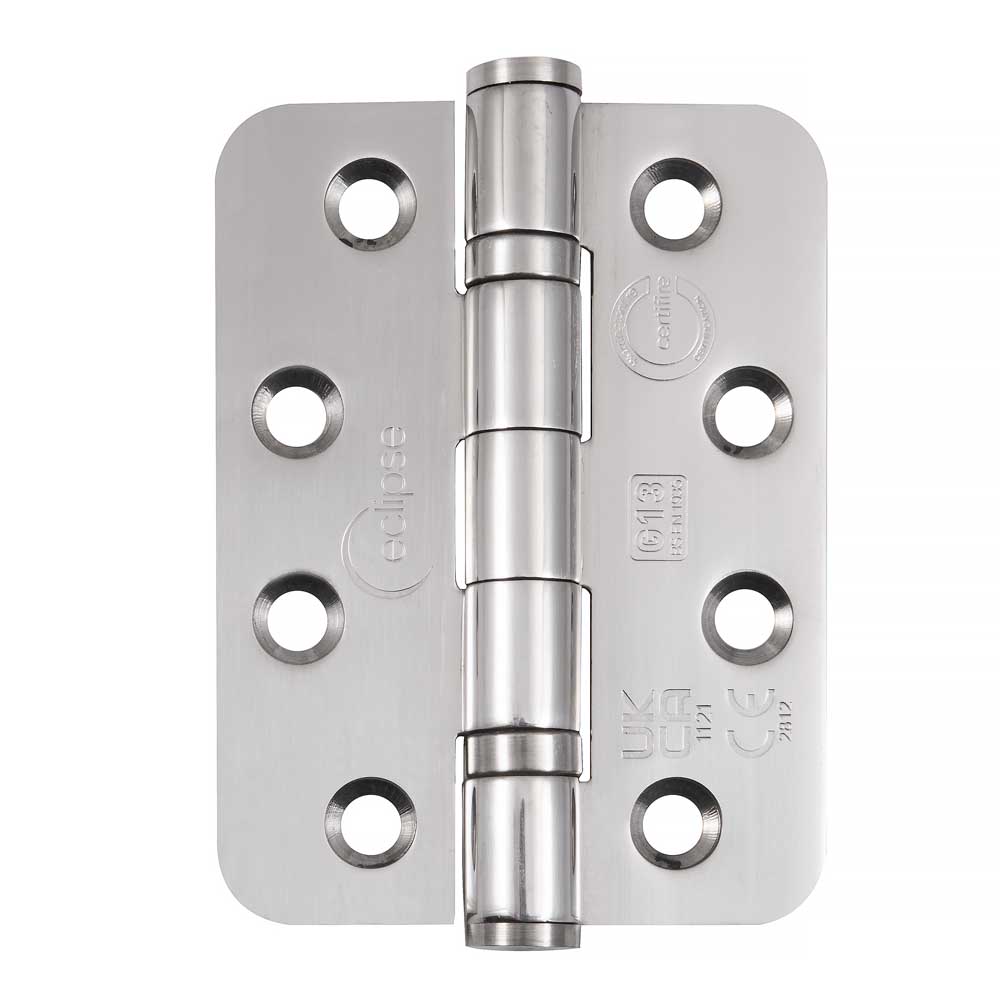 Eclipse 4 inch (102mm) Ball Bearing Hinge Grade 13 Radius Ends - Polished Stainless (Pack of 3)