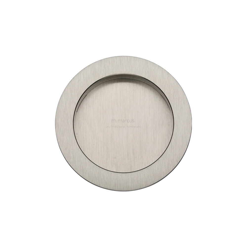 Pocket Door Round Flush Pull Pair - Satin Nickel