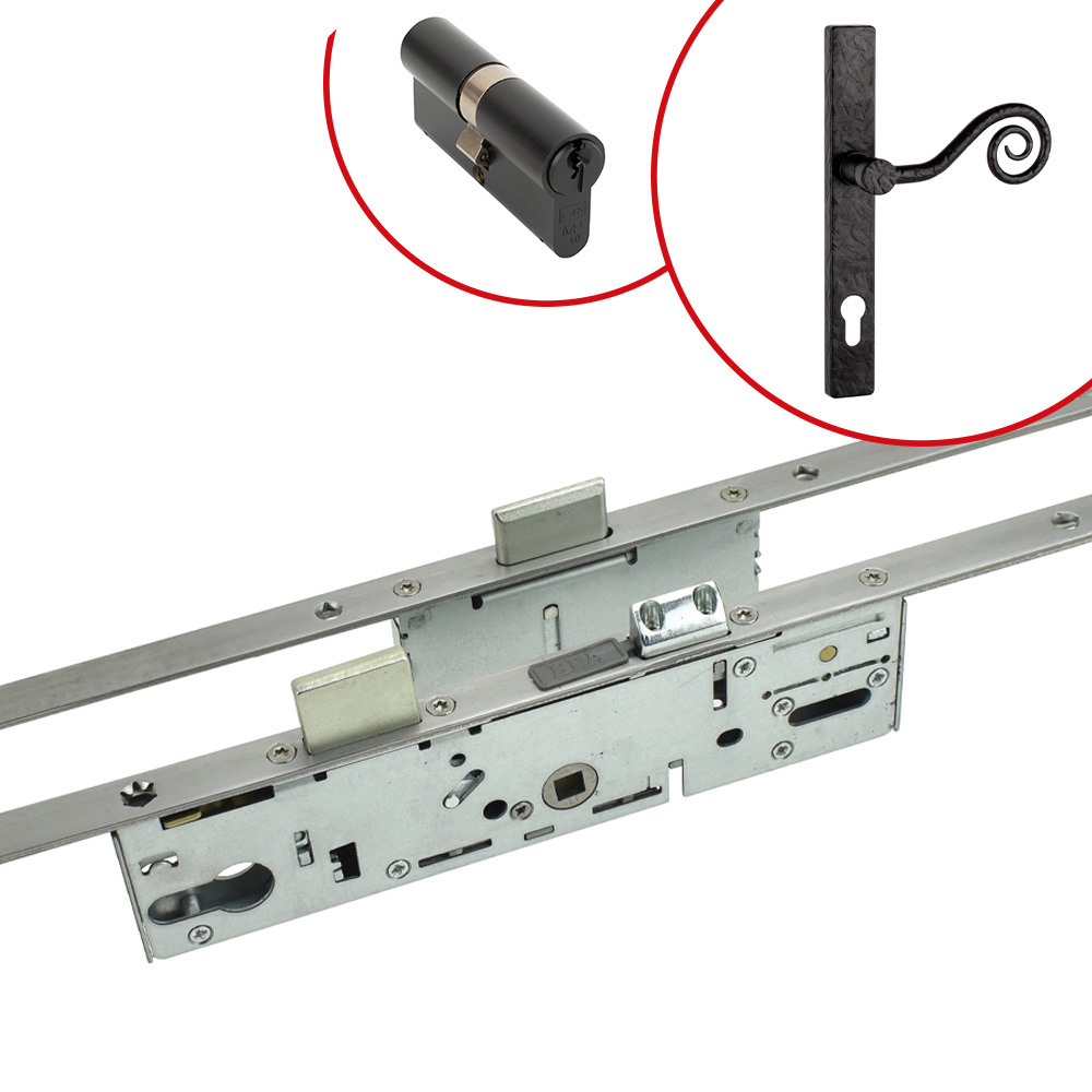 ERA 2 Dead Bolt Lock kit, 45mm BS, 40-40 Cylinder, Devoran Black Monkey Tail Handle (Right Hand)
