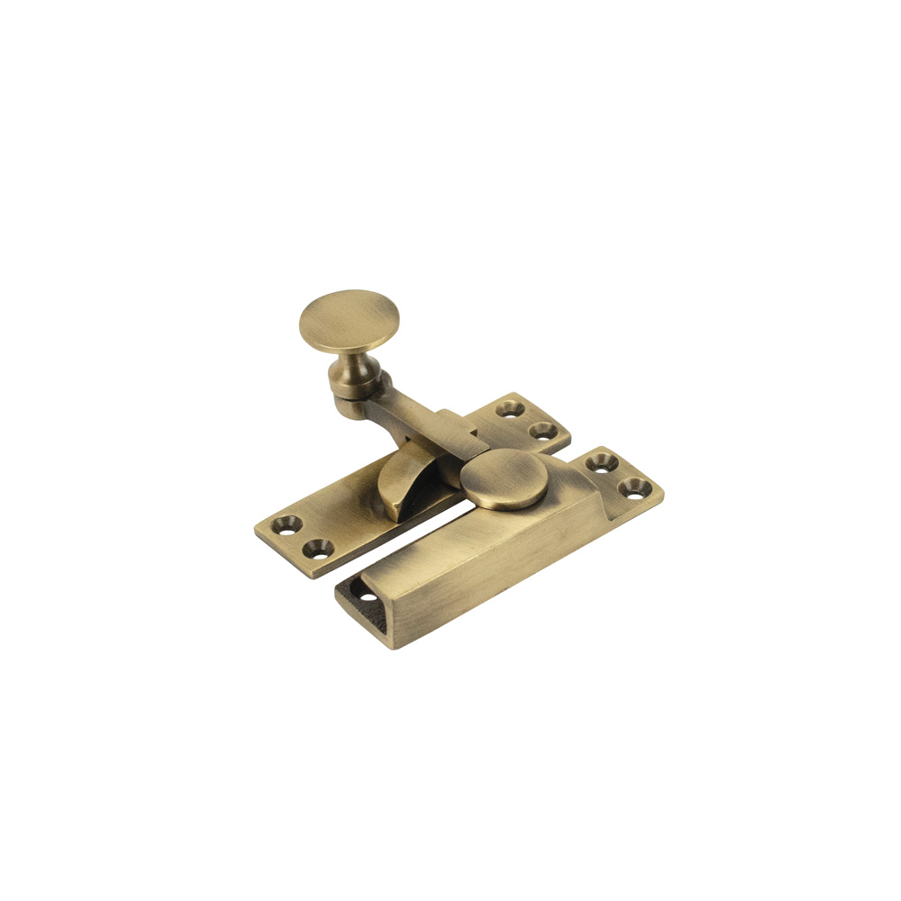 Sash Heritage Quadrant Fastener with Disc Knob (Non-Locking) - Antique Brass