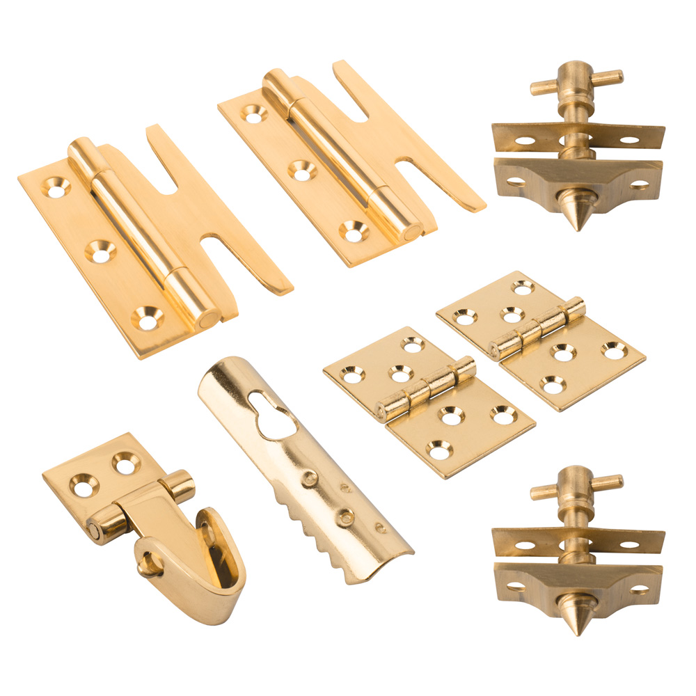 Simplex Scottish Swing Window System Kit - Polished Brass