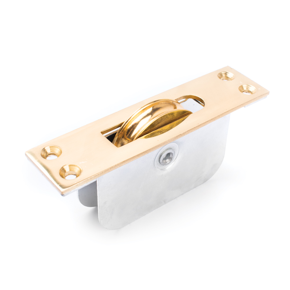 2 Inch Square End Sash Pulley - Polished Brass