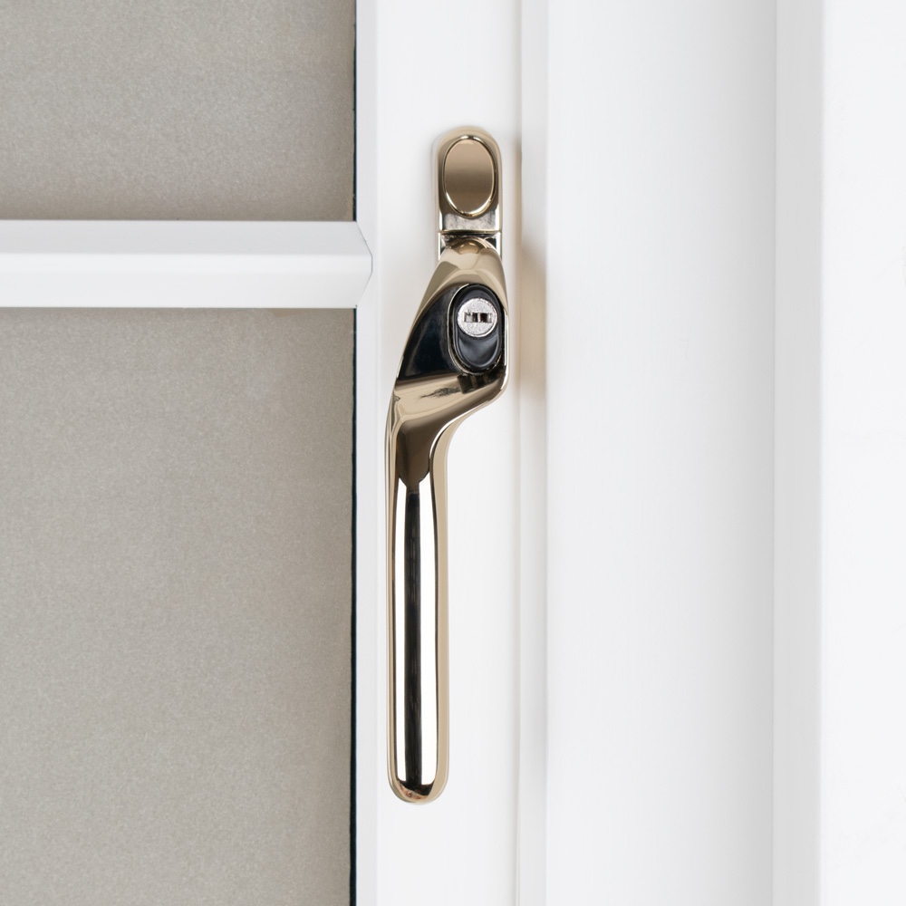 Timber Series Connoisseur MK2 Offset Locking Espag Window Handle - Polished Gold (Left Hand)