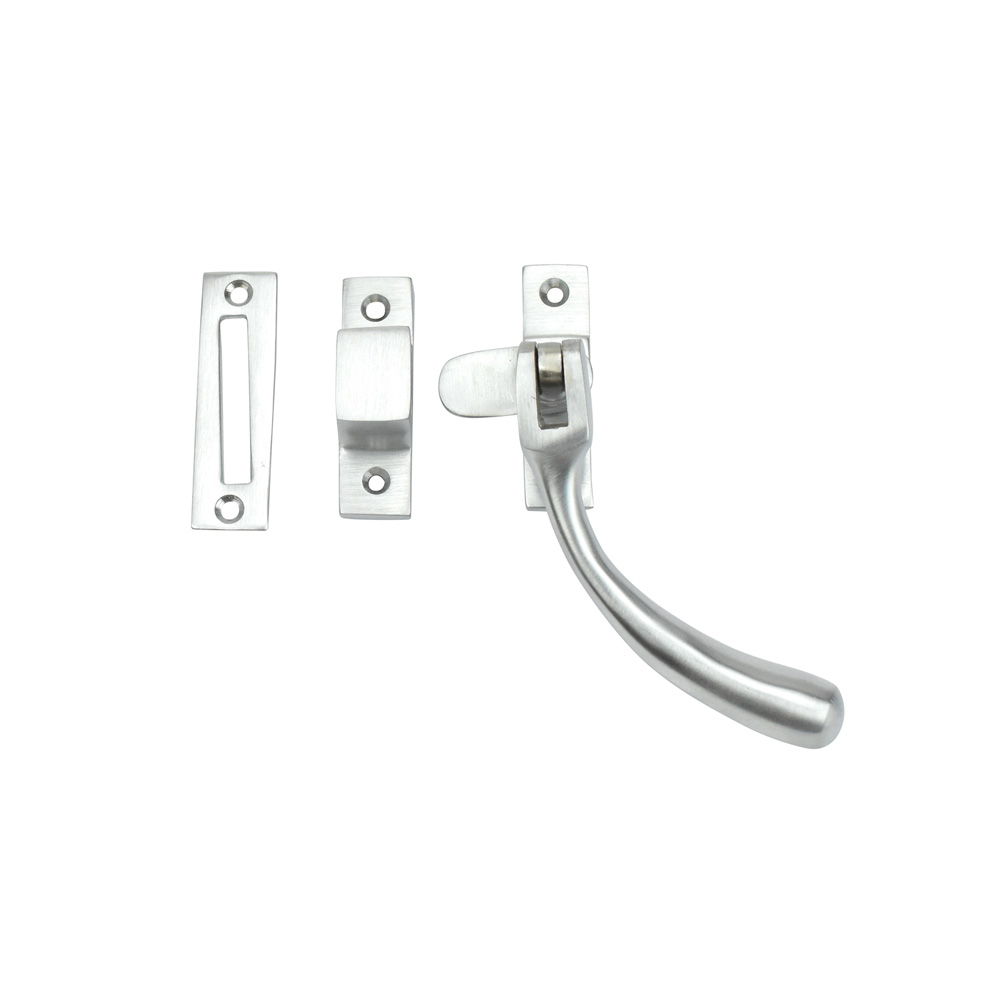 Dart Bulb End Brass Window Fastener with Hook & Mortice Plate - Satin Chrome