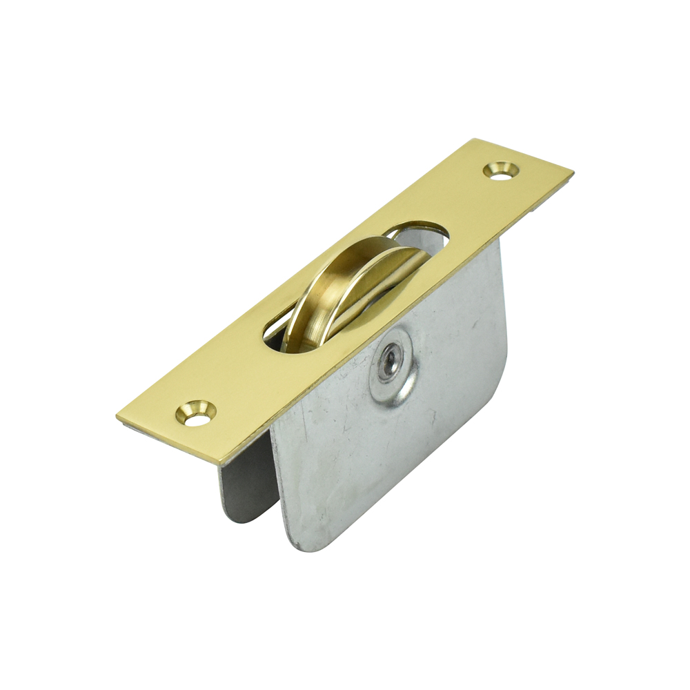 Sash Heritage 1 3/4 Inch Ball Bearing Brass Wheel Pulley with Square Faceplate - Polished Brass