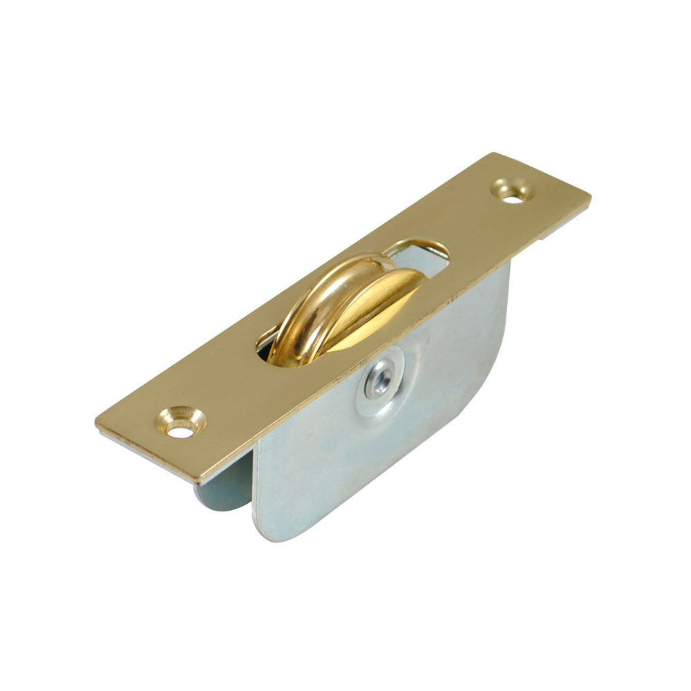 1 3/4 Inch Square End Sash Pulley - Polished Brass