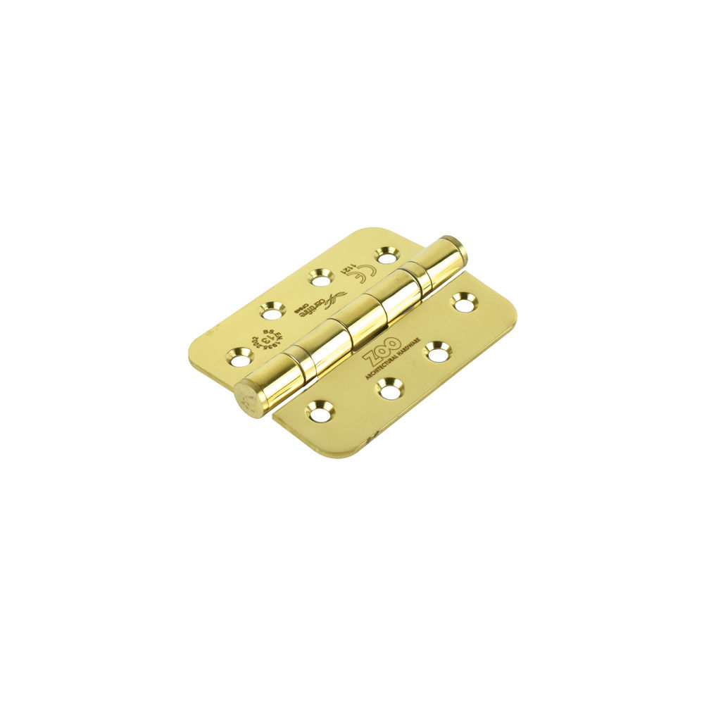 Zoo 4 Inch (102mm) Radius End Stainless Steel Ball Bearing Hinge - PVD Brass (Sold in Pairs)