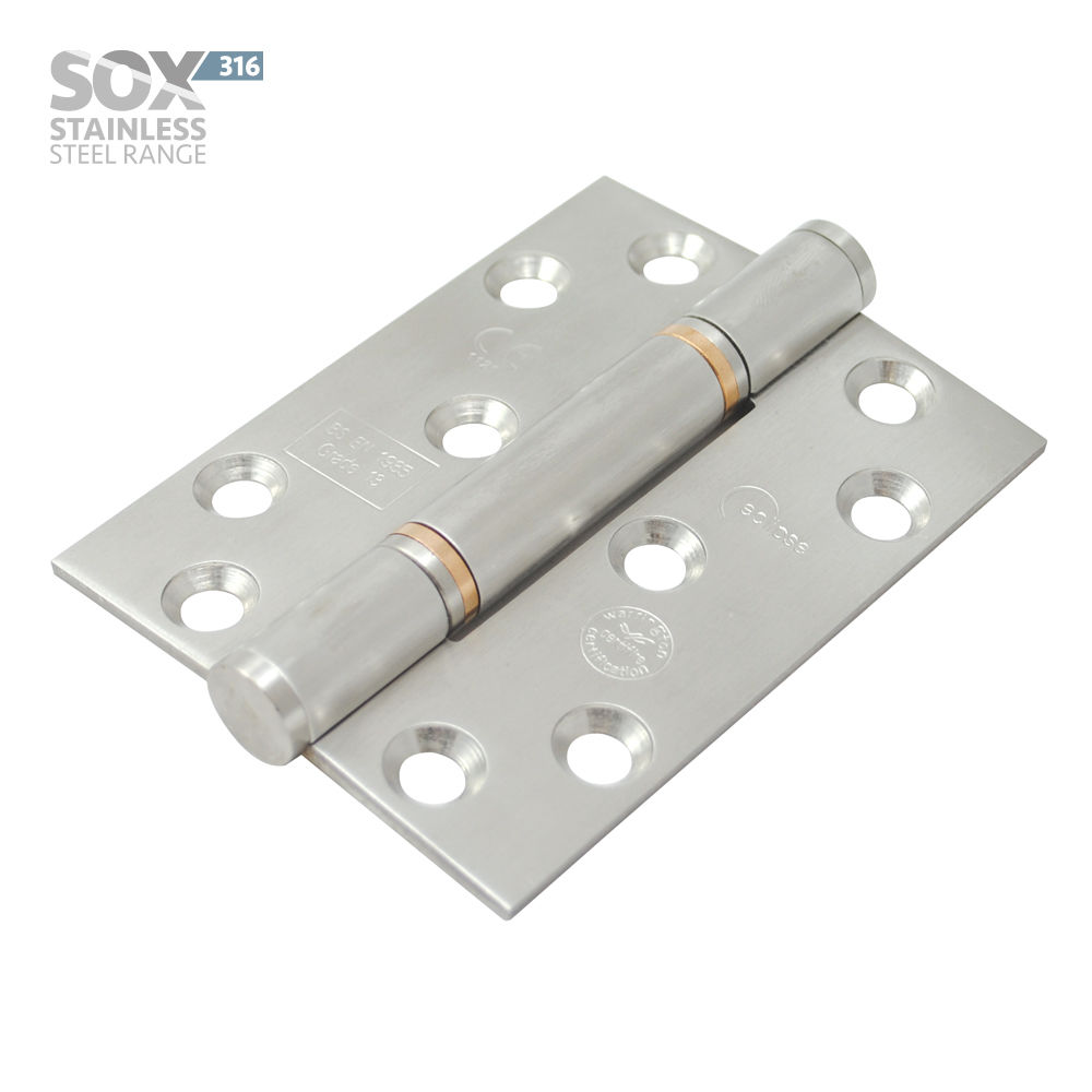 SOX 316 4 Inch (102mm) Satin Stainless Steel Hinge (Sold in Pairs)