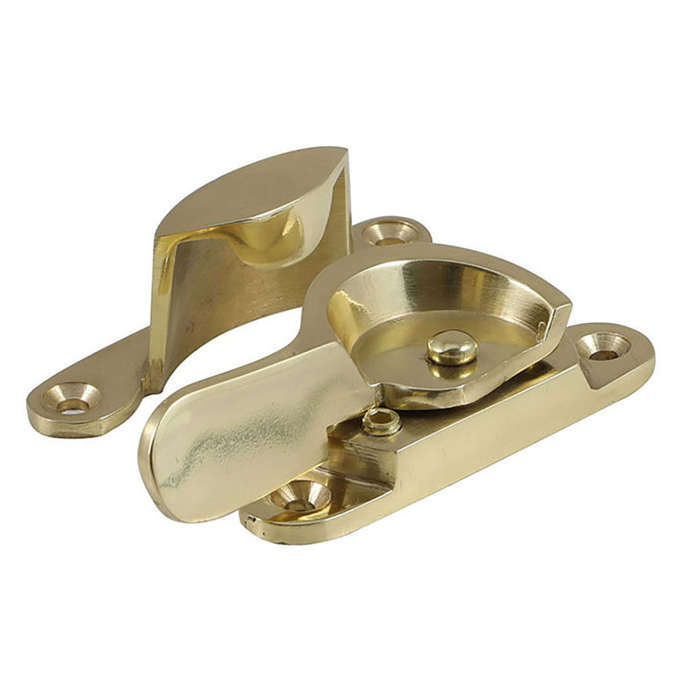 Locking Sash Fitch Fastener - Polished Brass